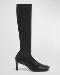 Jil Sander - Asymmetrical Stretch Leather Knee Boots - Lyst