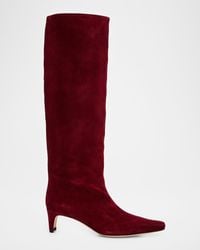 STAUD - Wally Suede Knee-High Boots - Lyst