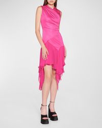 Versace - Drop-Waist Chiffon-Skirt Jersey Dress - Lyst