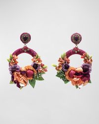 Ranjana Khan - Pink Floral And Ribbon Earrings With Crystal Petals - Lyst