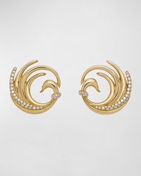 Krisonia - 18k Yellow Gold Swan Earrings With Diamonds - Lyst