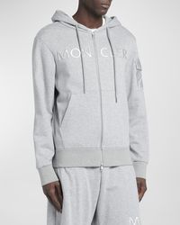Moncler - Cotton Terry Embroidered Logo Zip Hoodie - Lyst