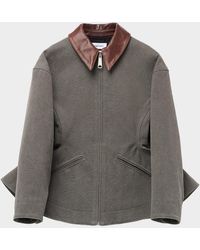 McQueen - Waisted Canvas Full-Zip Jacket With Lambskin Collar - Lyst