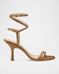Stuart Weitzman - Nudist Leather Ankle-Wrap Sandals - Lyst