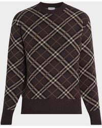 Burberry - Gregory Check Wool And Cashmere Crewneck Sweater - Lyst