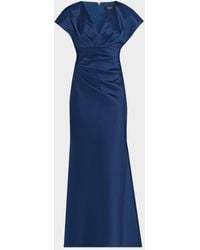 Aidan Mattox - Pleated Stretch Mikado Mermaid Gown - Lyst