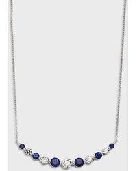 Neiman Marcus - 18k White Gold Round Sapphire & Round Diamond Gh/si1 Smiley Necklace, 18"l - Lyst