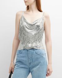 Rabanne - Cowl-Neck Fringe Chainmail Tank Top - Lyst