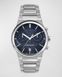 Ferragamo - 41Mm Sapphire Chrono Watch With Bracelet Strap - Lyst