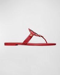 Tory Burch - Miller Leather Logo Thong Sandals - Lyst