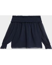 Veronica Beard - Callum Off-The-Shoulder Chiffon Blouse - Lyst