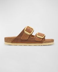 Birkenstock - Arizona Leather Dual-Buckle Slide Sandals - Lyst