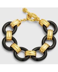 Elizabeth Locke - 19k Large Black Jade And Gold Connector Bracelet - Lyst
