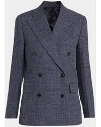 Ferragamo - Double-Breasted Wool-Linen Jacket - Lyst