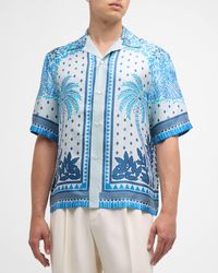 Amiri - Camp-collar Printed Silk-twill Shirt - Lyst