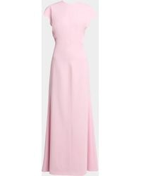 Jil Sander - Open Back Short-Sleeve Long Wool Dress - Lyst