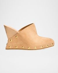 Balmain - 95Mm Suede Clog Wedges - Lyst
