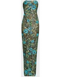 Bronx and Banco - Dahlia Strapless Floral Sequin Column Gown - Lyst