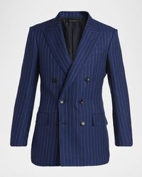 Tom Ford - Pinstripe Wool/Linen/Silk Double-Breasted Blazer - Lyst