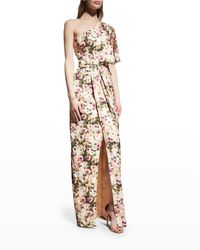 Aidan Mattox - Floral One-Shoulder Column Gown - Lyst