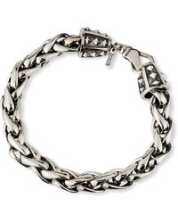 Emanuele Bicocchi Men's Large-link Wheat Chain Bracelet, Silver - Metallic