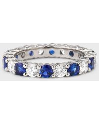 Neiman Marcus - Platinum Diamond Blue Sapphire Eternity Ring Size 7.5 - Lyst