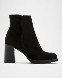 La Canadienne - Maggie Suede Block Heel Ankle Booties - Lyst
