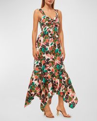MISA Los Angles - Esperanza Fit & Flare Long Floral Poplin Flounce Dress - Lyst