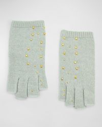 Portolano - Cashmere Fingerless Gloves With Scattered Studs - Lyst