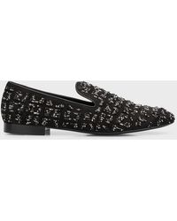 Versace - Embellished Suede Mule Slippers - Lyst