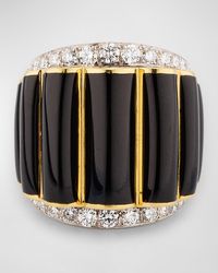 David Webb - 18K And Platinum Scallop Ring With Enamel And Diamonds - Lyst