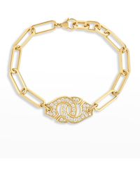 Dinh Van - Yellow Gold Menottes R15 Extra-large Bracelet With Full Diamonds - Lyst
