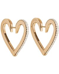 CADAR - 18K Rose Medium Diamond Heart Hoop Earrings - Lyst