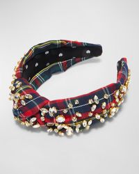 Lele Sadoughi - Embellished Knotted Plaid Headband - Lyst