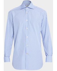 Kiton - Apos;S Cotton Grid Check Sport Shirt With Mother-Of-Pearl Buttons - Lyst