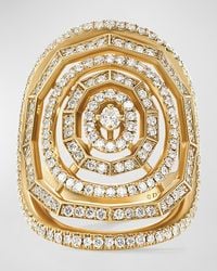 David Yurman - 30mm Stax Full Pave Statement Ring With Diamonds And 18k Yellow Gold, Size 7 - Lyst