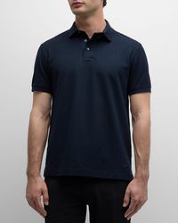 Emporio Armani - Cotton Textured Stripe Polo Shirt - Lyst