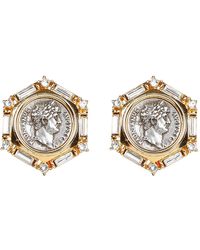 Ben-Amun - Roman Coin And Crystal Clip Earrings - Lyst
