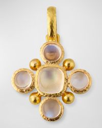 Elizabeth Locke - 19K Cushion Moonstone Pendant With Faceted Stones And Dots - Lyst