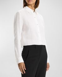 Theory - Relaxed Linen Crop Shirt - Lyst