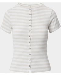 Rag & Bone - The Knit Stripe Button Tee - Lyst