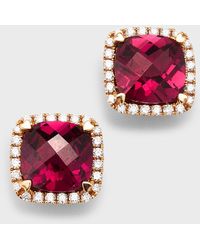 Lisa Nik - 18k Rose Gold Garnet Stud Earrings With Diamonds - Lyst