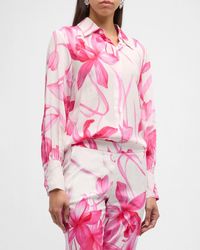 Marella - Luisa Floral-Print Button-Down Silk Shirt - Lyst
