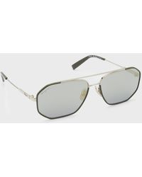 Ferragamo - Metal And Leather Navigator Sunglasses - Lyst