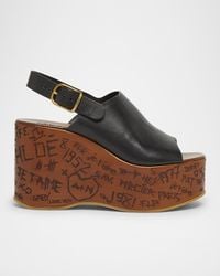 Chloé - Maxime Leather Wedge Sandals - Lyst