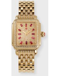 Michele - Limited Edition Deco 18K Plated Diamond Watch - Lyst