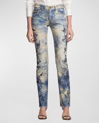 Ralph Lauren Collection - 750 Floral-Print Embroidered Straight-Leg Ankle Jeans - Lyst