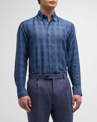 Brioni - Cotton-Linen Basketweave-Print Sport Shirt - Lyst