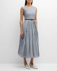 Emporio Armani - Sleeveless Pleated A-Line Midi Dress - Lyst