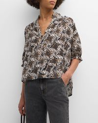 Xirena - Cam Abstract-Print Elbow-Sleeve Cotton Top - Lyst